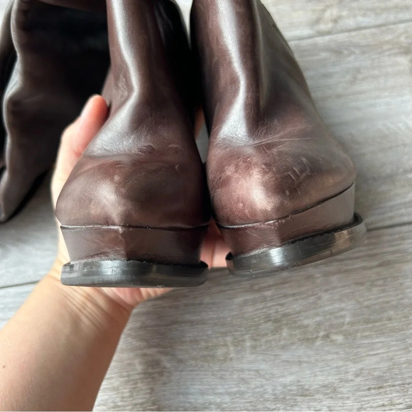 GUESS by Marciano Brown Buttery Leather Platform Heeled Knee High Boots - Picture 5 of 16